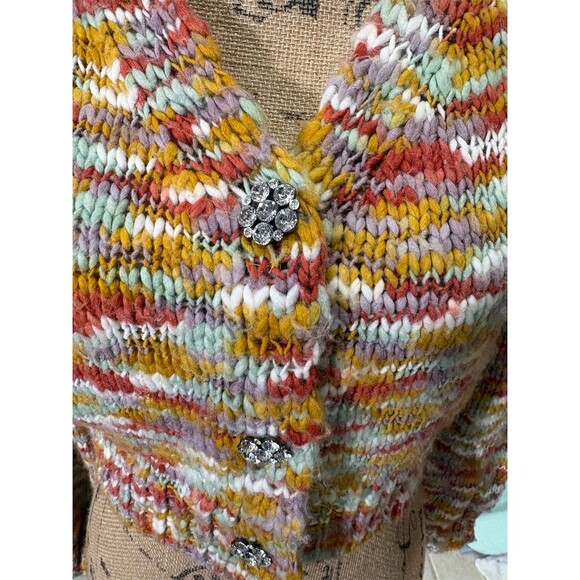 Wild Fable Cardigan Womens XS Multicolor Space Dye Cropped Rhinestone - Picture 2 of 10